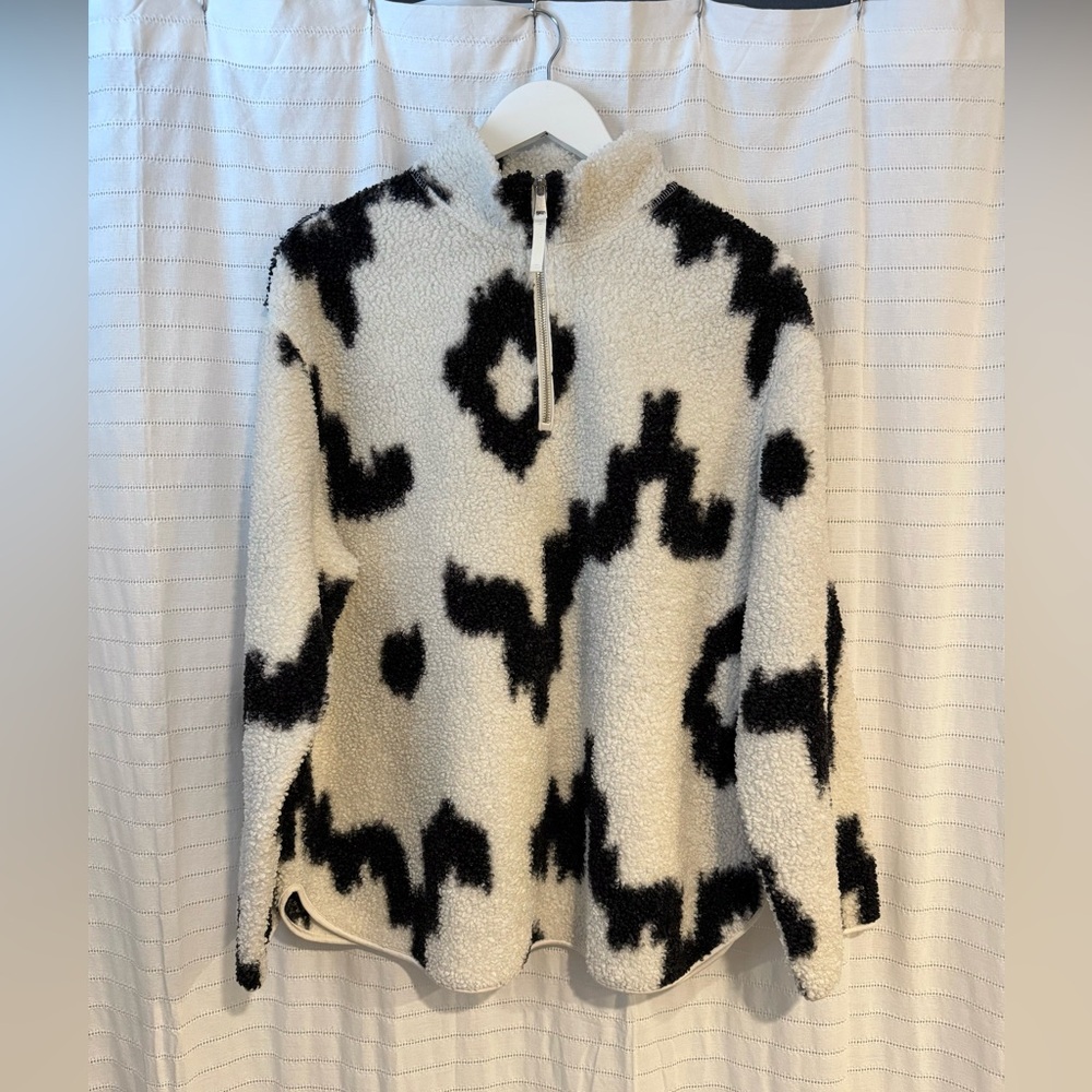 H&M Oversized Black and White Quarter Zip Sherpa Size Medium - Picture 2 of 7